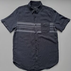 RAILS‎ Short Sleeve Button Up Retro Stripe Shirt Mens Large Black Lightweight